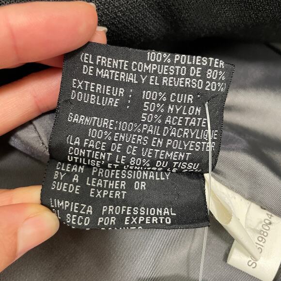 VTG Womens Neiman Marcus Leather Coat Jacket L Black Faux Fur Lined Capsule - Picture 11 of 16